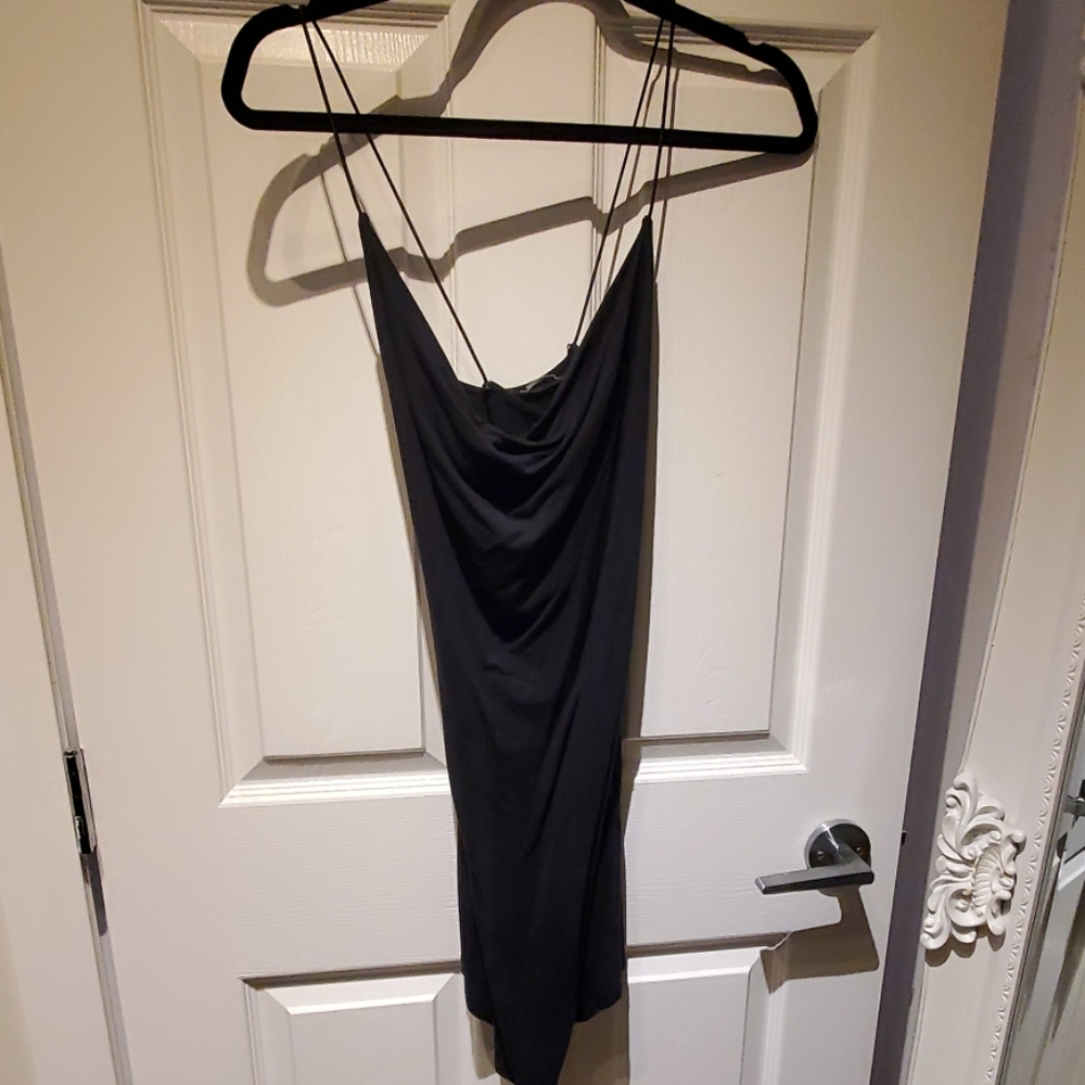 Black Cowl Neck Mini Dress